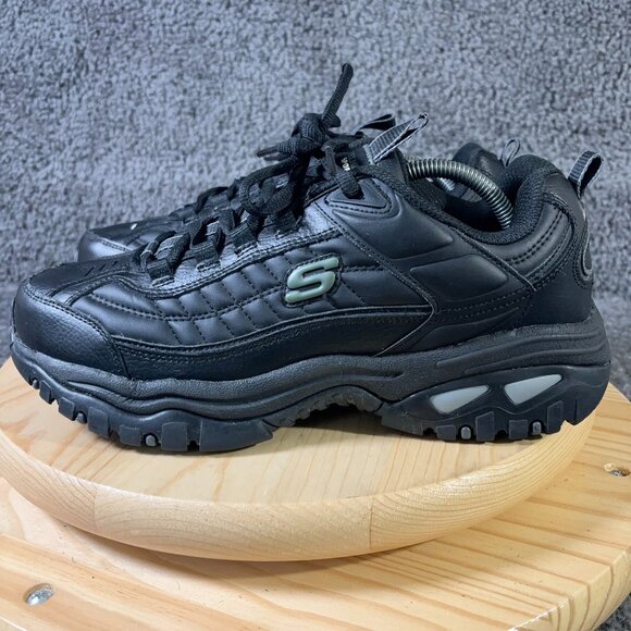 Skechers Energy Afterburn Sneaker Mens Size 10.5 Extra Wide Black Leather Shoes - Picture 1 of 8